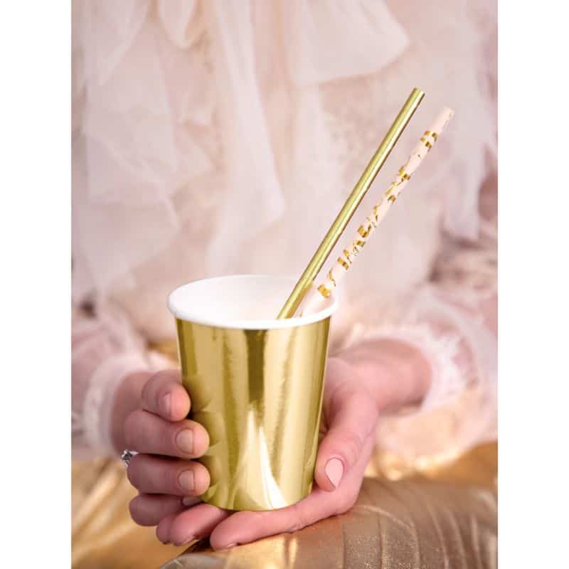 Pink & Gold Marble Patterned Straws