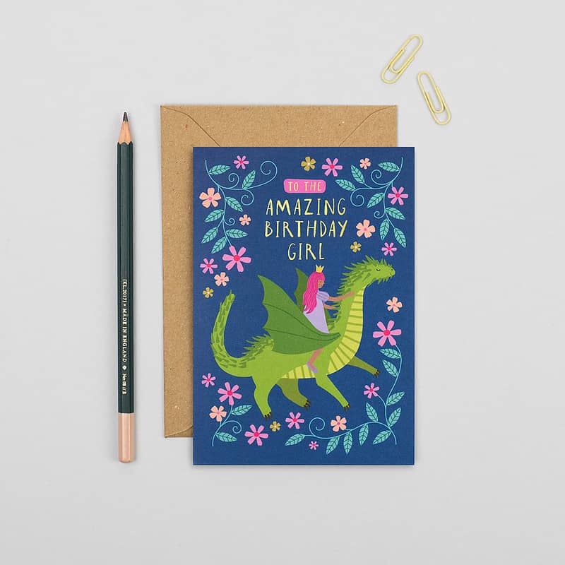 The Princess and the Dragon Birthday Card | Luxury Kids Card | default