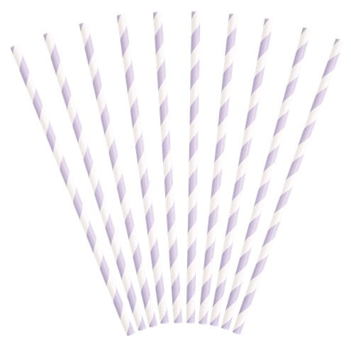 Lilac Stripe Paper Straws 10pk