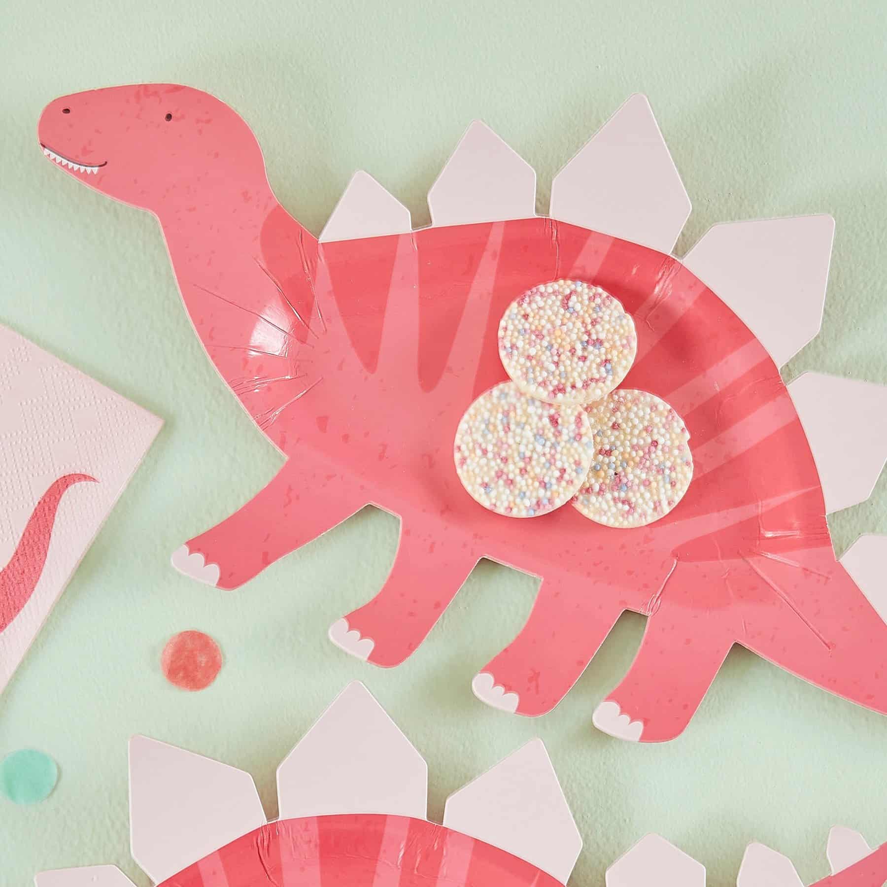 Pink Shaped Dinosaur Sweet Treat Plate