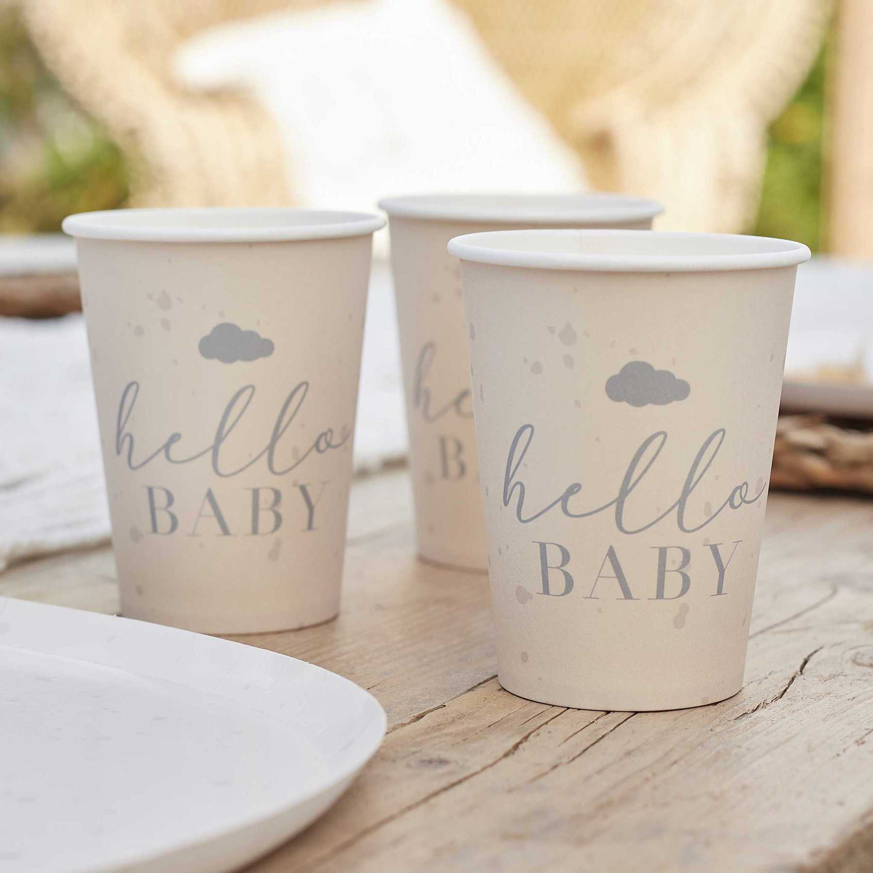 Hello Baby Neutral Baby Shower Cups